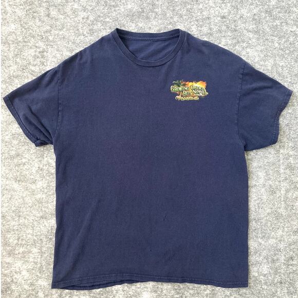 Margaritaville T-shirt Mens Large Blue Parrots Drinking Seniors Key West Merch - Picture 9 of 9